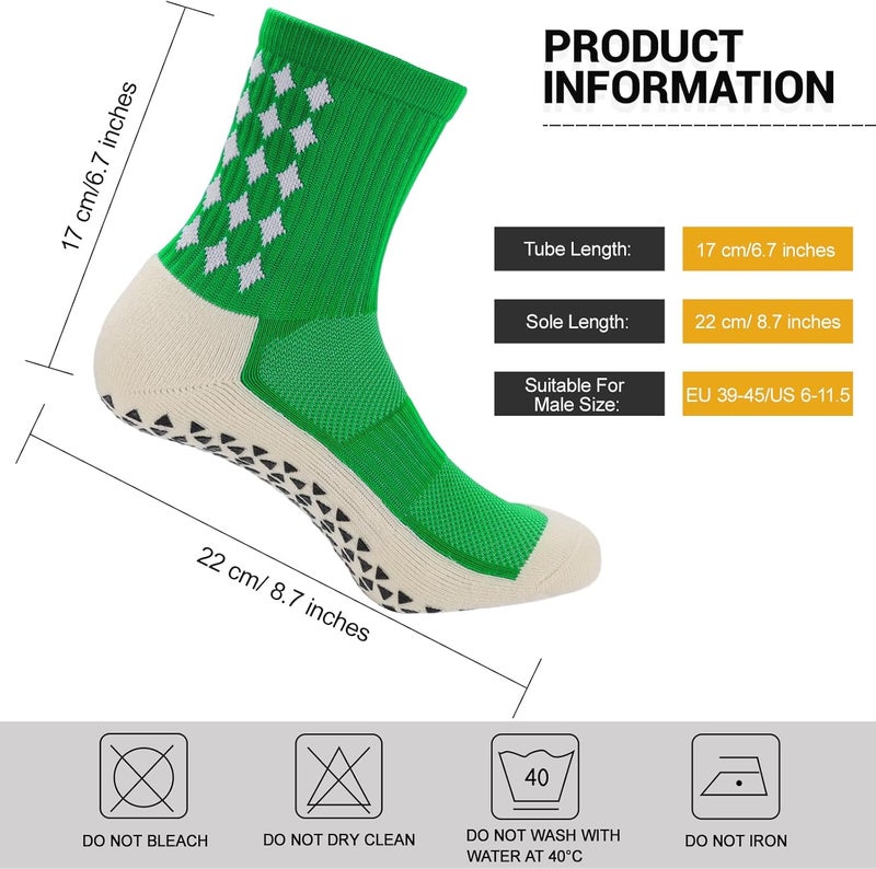 Ultrafun 5 Pairs Mens Grip Soccer Socks Non Slip Cushioned Crew Football Sports Socks - Image 2